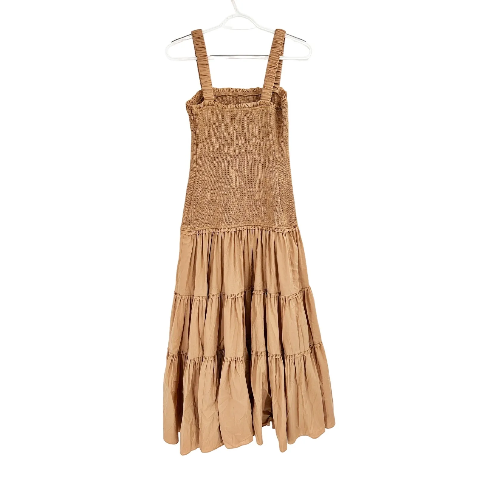 Cinq a Sept Rina Smocked Midi Dress in Sahara Tan 6 - Image 6