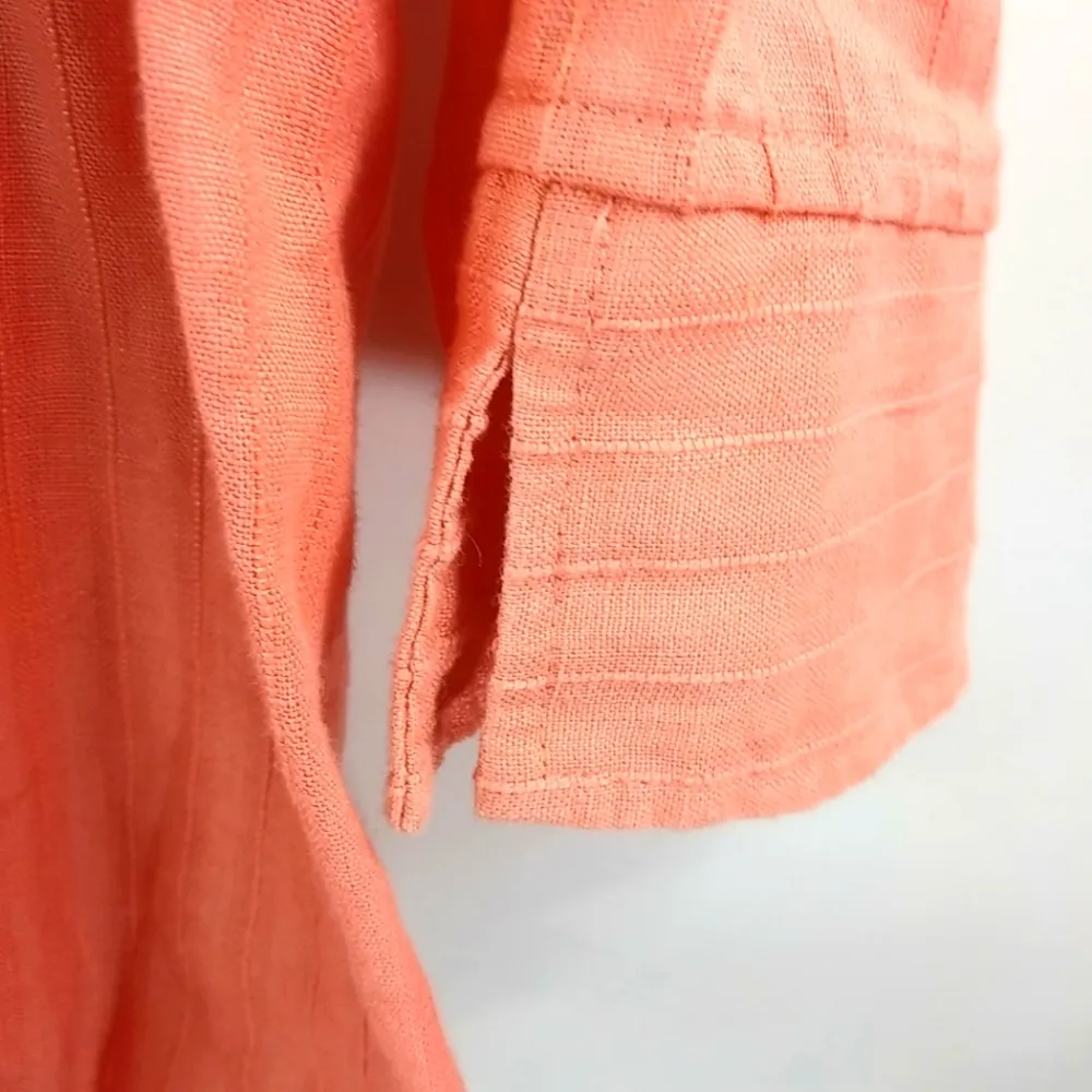 Liz Claiborne XL Linen Cantaloupe Ruffle Cotton Top Plus - Image 4