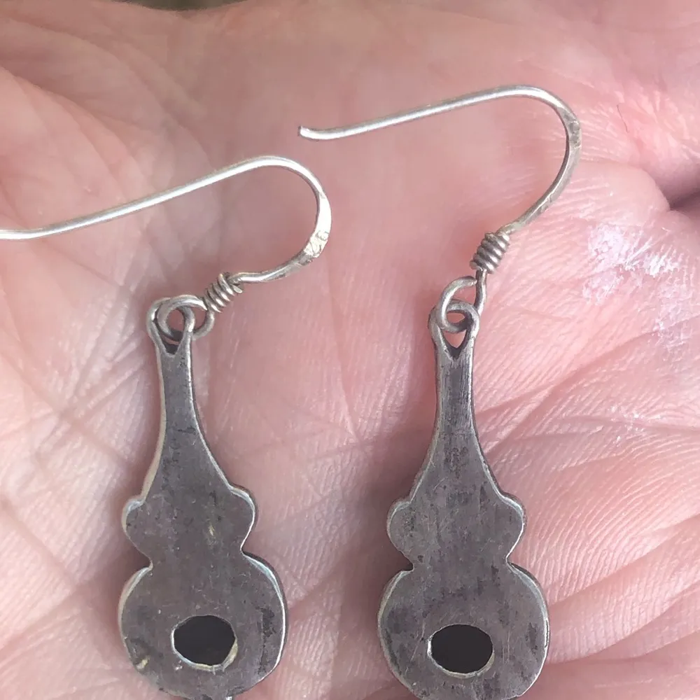 Vintage Sterling and Onyx Earrings - Image 2