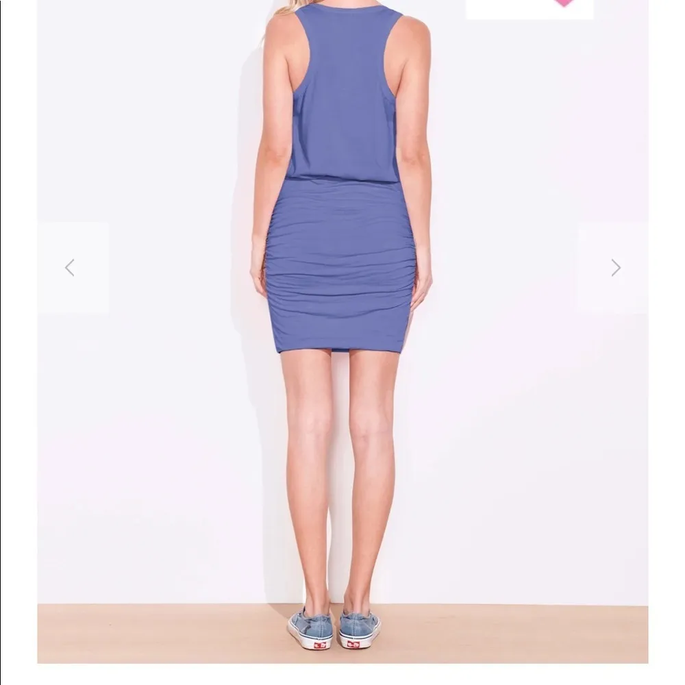 SUNDRY washed blue ruched u neck tank dress large - Image 2