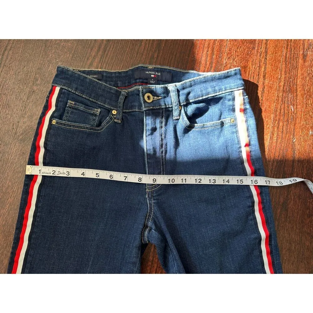 Red White and Blue CLASSIC Tommy Hilfiger Tribeca Skinny Jeans Size 4 - Image 11