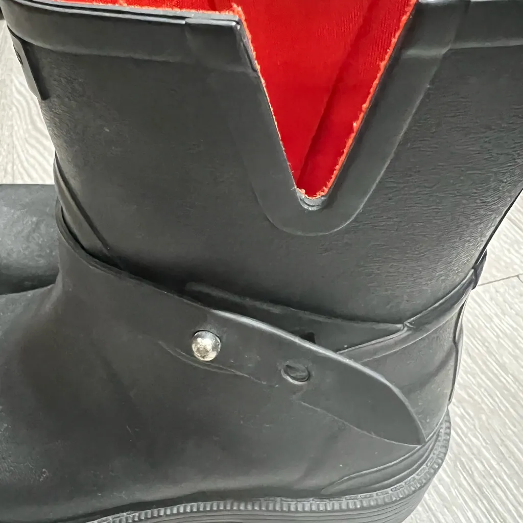 Rag & Bone Black Ankle Rain Boots Red Lining  size 37 - Image 5