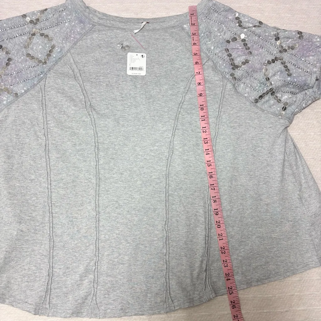 Free People Shine Me Out Top‎ Embellished Sleeve Pullover Open Back Large L NEW - Image 12