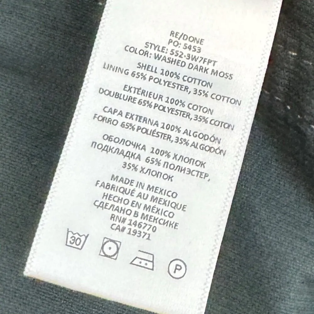 Re/Done 70s Loose High Rise Flare Corduroy Pants Holiday Dark Moss Green Size 24 - Image 7