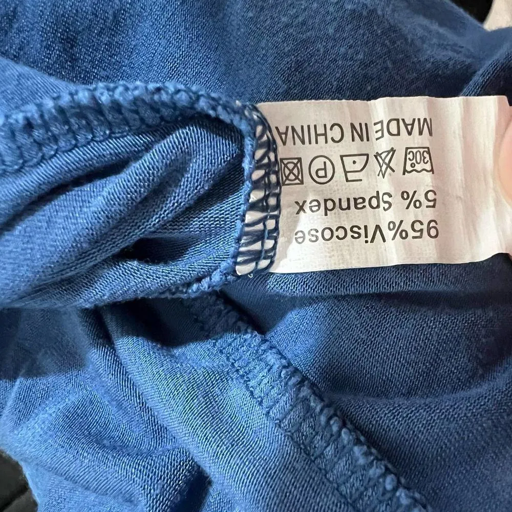 Maternity Blue Tank Ruched Maternity Dress Size Medium - Image 5