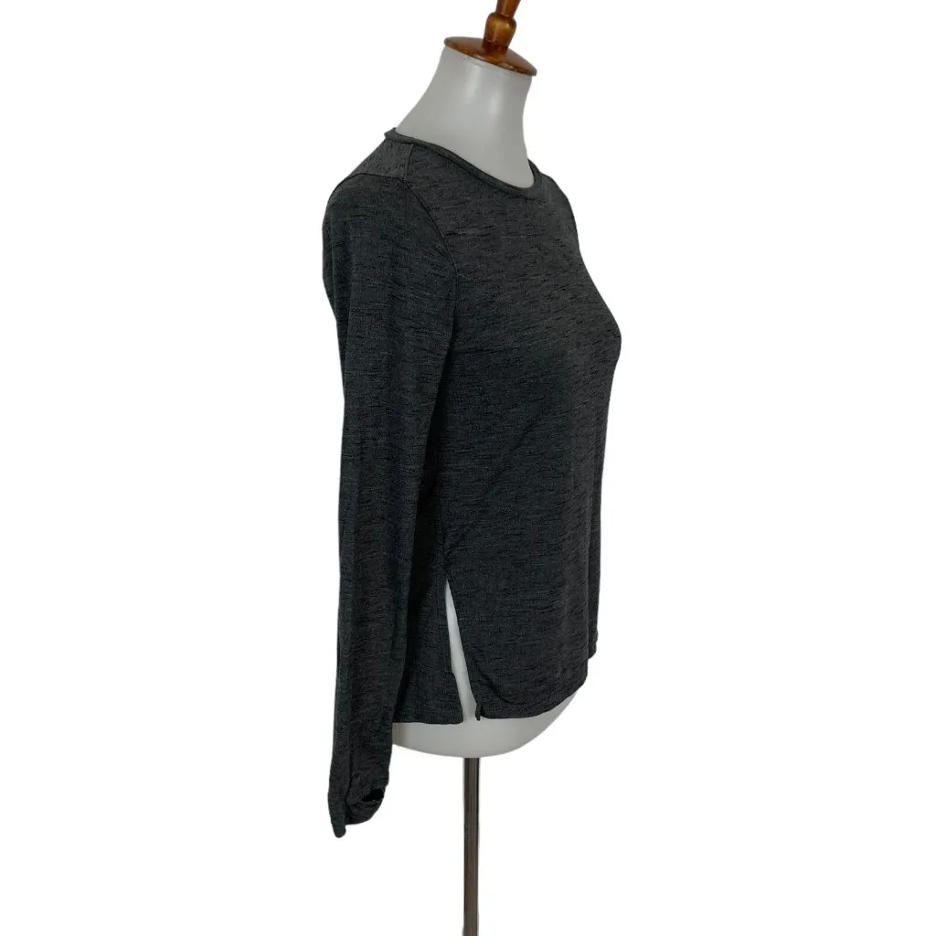Zella‎ Womens Top XS Gray Long Sleeve Athletic Tee Yoga Running Activewear - Image 2