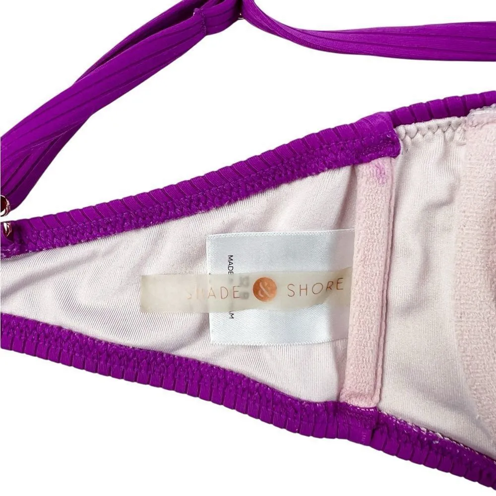 Shade & Shore Bright Purple Ribbed Bandeau Swim Bikini Top Size 32B - Image 3