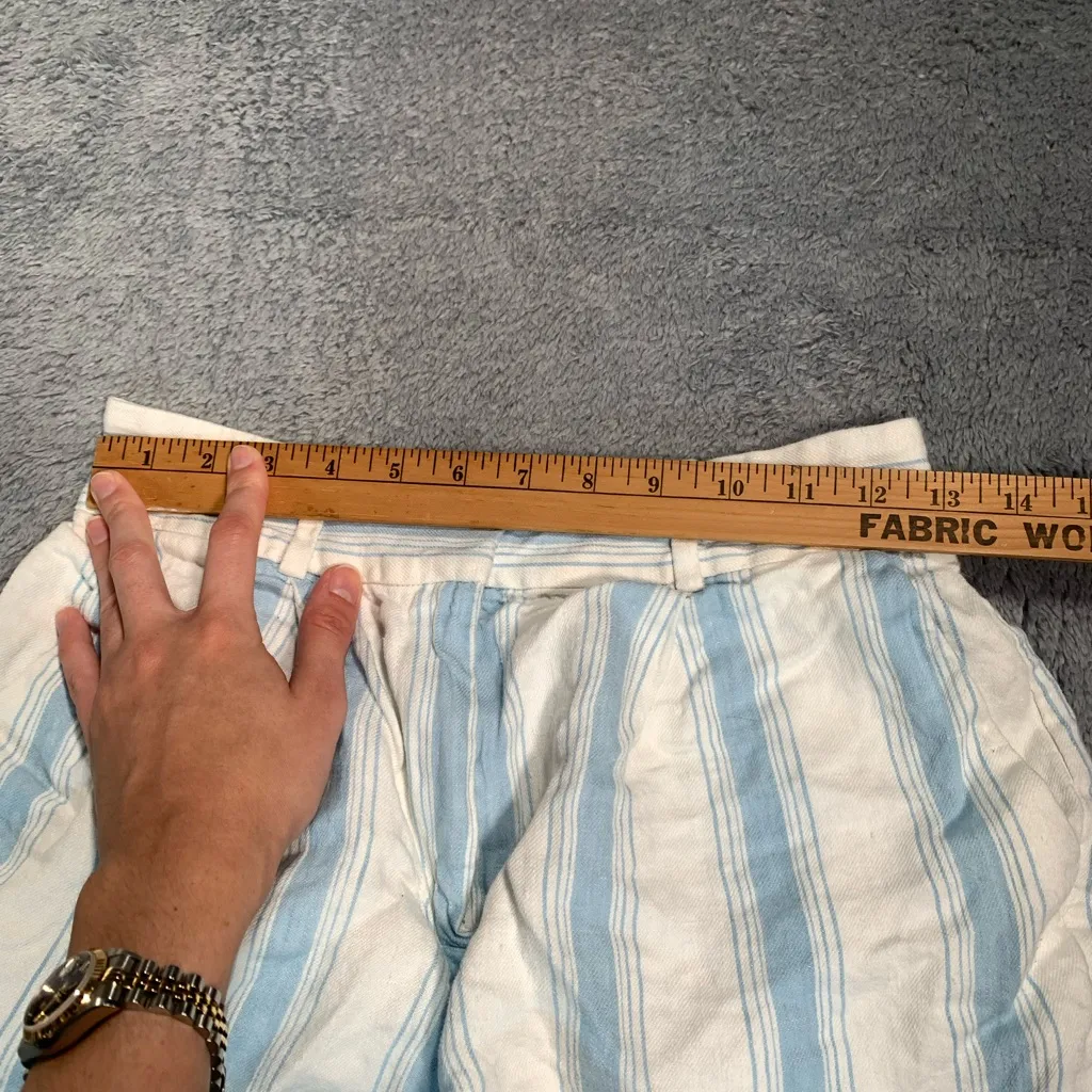 Frame Denim Blue and White Striped linen Shorts - Image 10