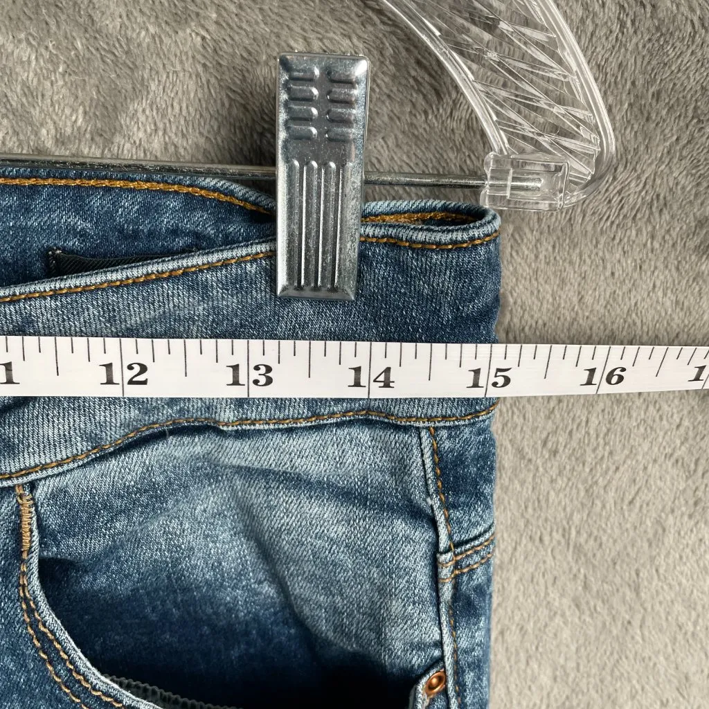 ZARA Premium Wash Slim Jeans Womens 6 Blue Distressed Ripped Denim Grunge Y2K - Image 7