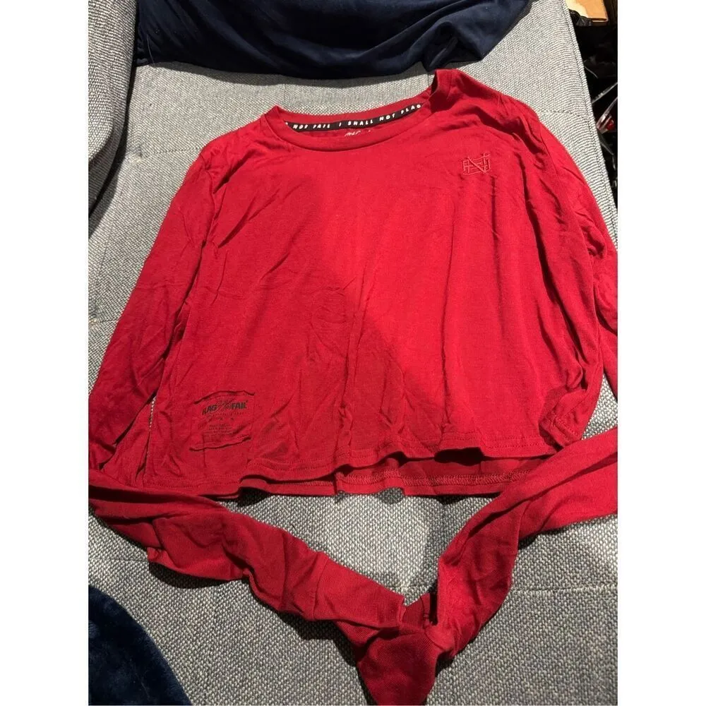 Flag Nor Fail Cropped Long Sleeve Top in Red Size Medium - Image 2
