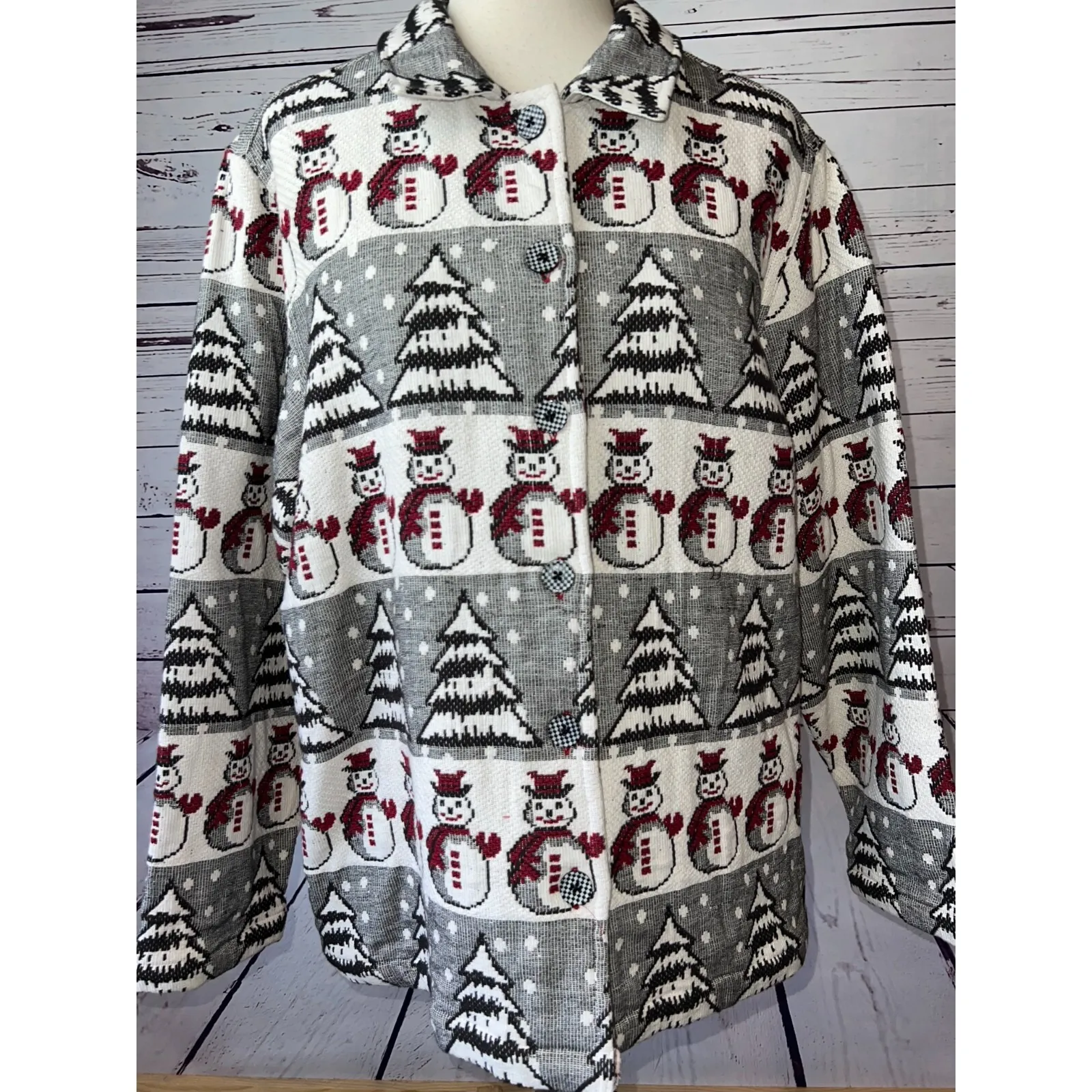 Breckenridge‎ Patchwork jacket shacket XL Extra Large Ugly Christmas Snowman - Image 4