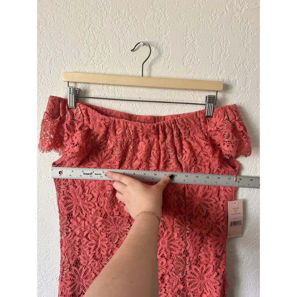 Nanette Lepore Cotton Blend Off The Shoulder Lace Midi Dress 6 NWT - Image 7