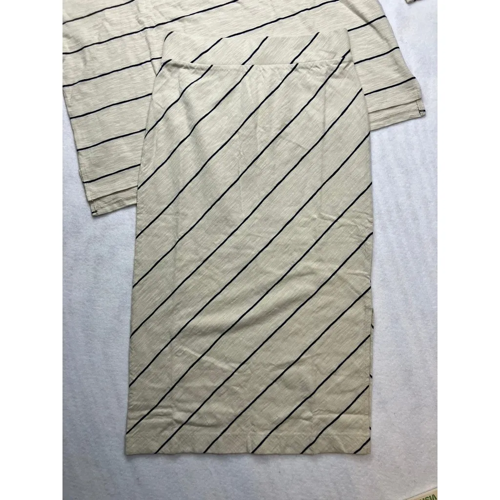 Lou & Grey Nordstrom Barely Beige Striped Long Sleeve Top & Skirt Set Size S New - Image 2