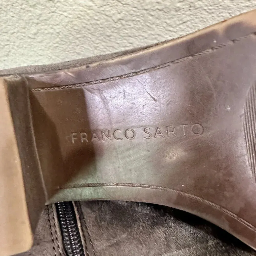 FRANCO SARTO Suede Block Heel Round Toe Bootie - 8W - Image 9