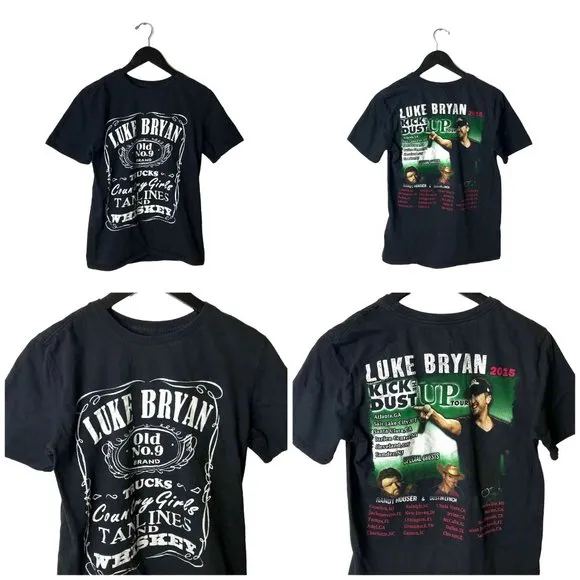 2015 Luke Bryan Kick Dust Up Tour T Shirt Artist Graphic Tee M Size M - Image 2