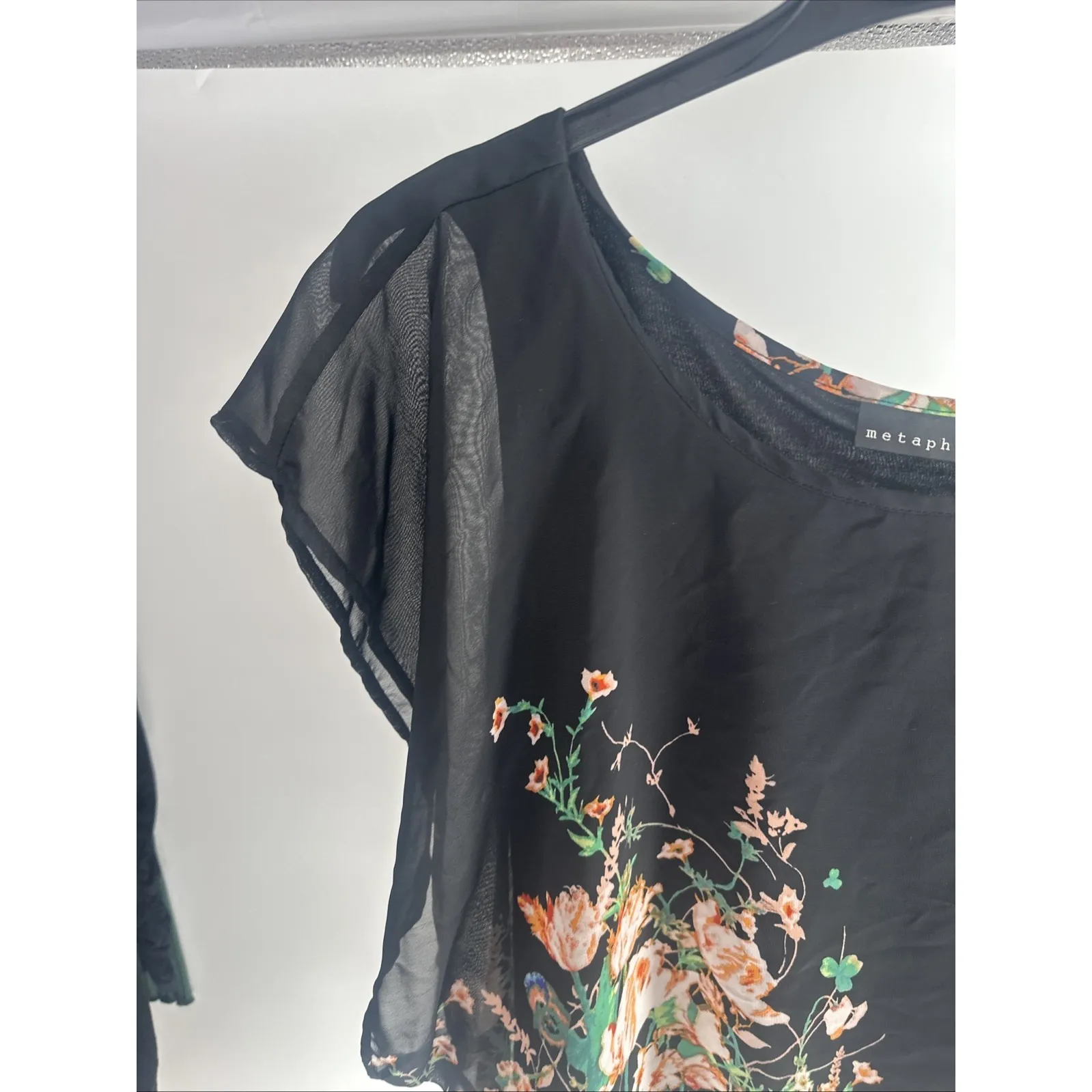 Metaphor Woman Top  S  Floral‎ Black Blouse - Image 2