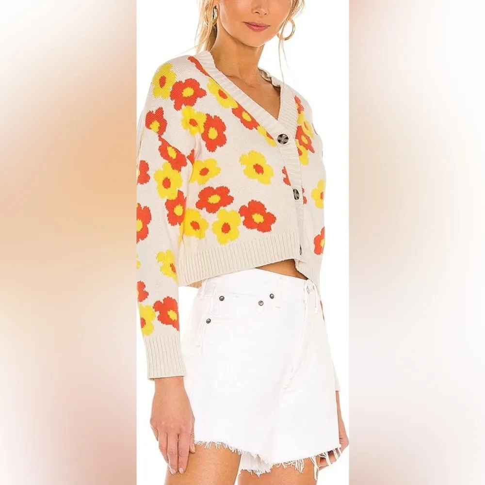 Callahan Women’s Floral Beige‎ Orange Cardigan Sweater Size S - Image 12