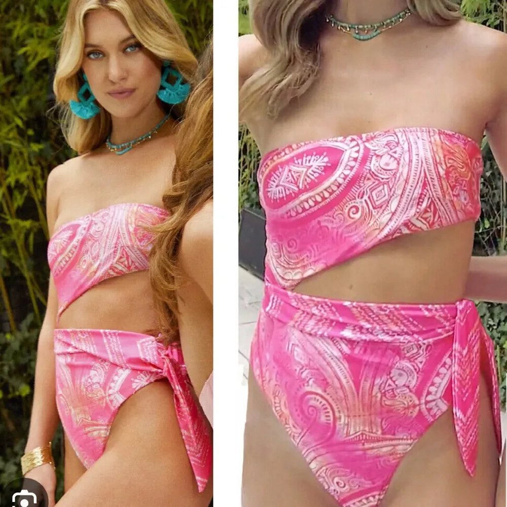 Ramy Brook NWT Gigi Seashell Pink Cut Out Strapless Bandeau One Piece Swimsuit S - Image 4