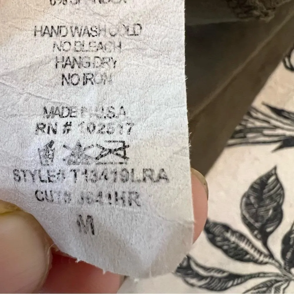 Vintage Boho Peasant Blouse Brown Beaded Neckline Flowy Top USA Made Size M Green Size M - Image 10