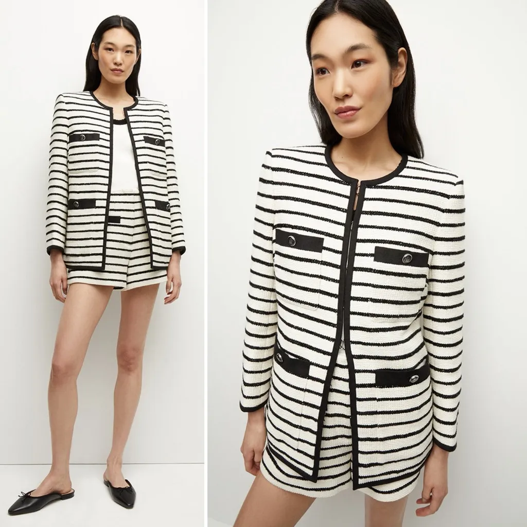 Veronica Beard Foster Dickey Jacket Black Ivory Size 10 - Image 10