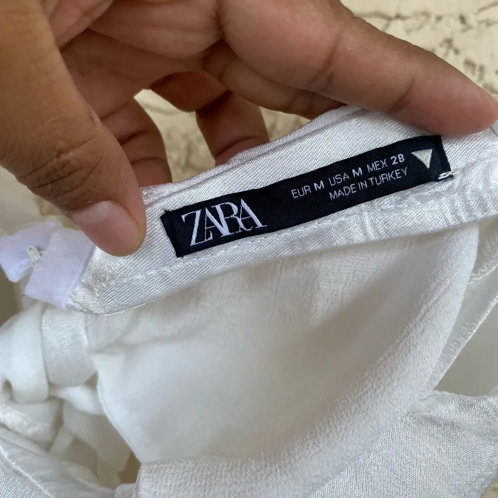 Zara Ivory Satin Blouse - Image 3