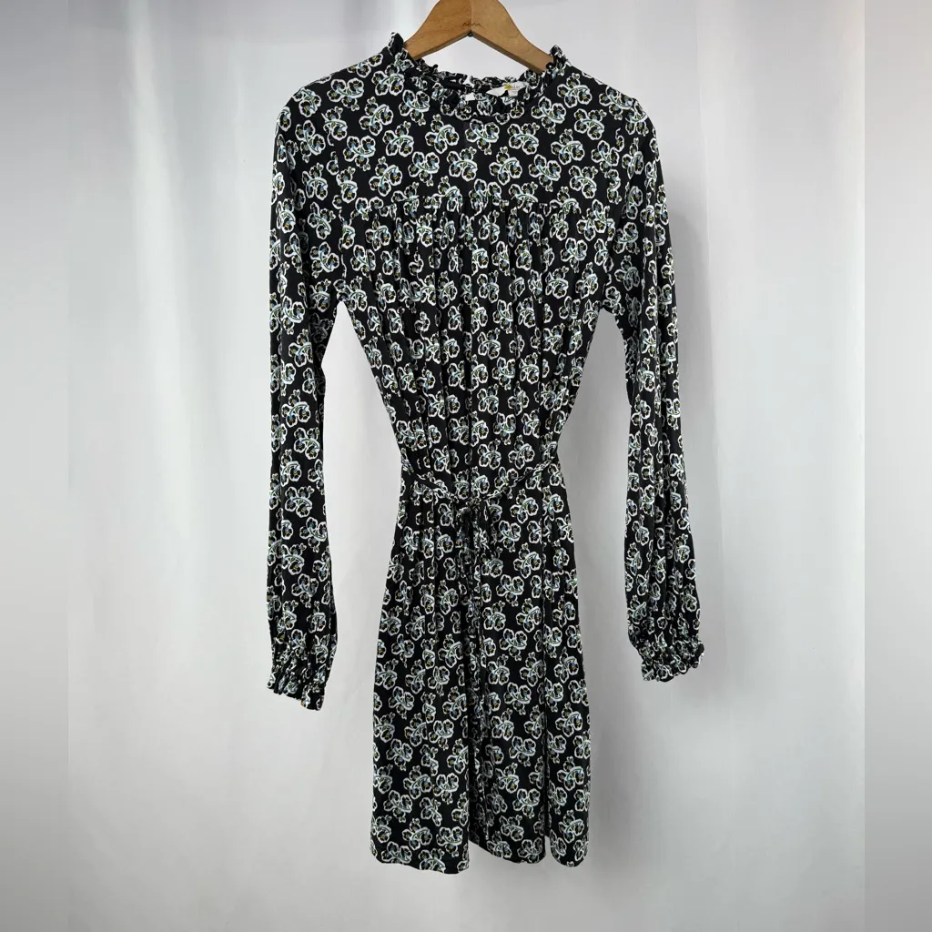 Boden Easy Yoke Long Sleeve Jersey Dress in Black Blue Petal Blossom Size 10 Reg - Image 3