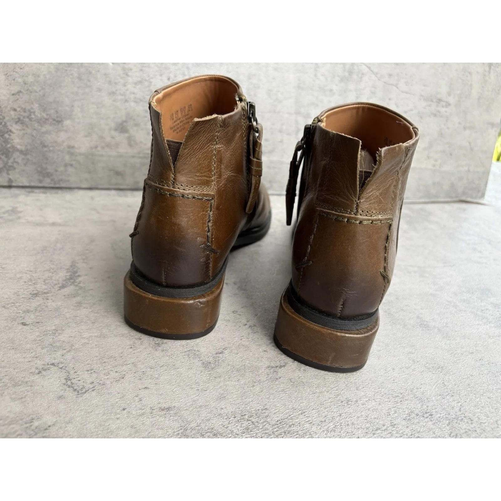 FRANCO SARTO Women’s 7.5M Booties Tan Nemi Low Heel Zip-Up Leather Ankle Boots - Image 4