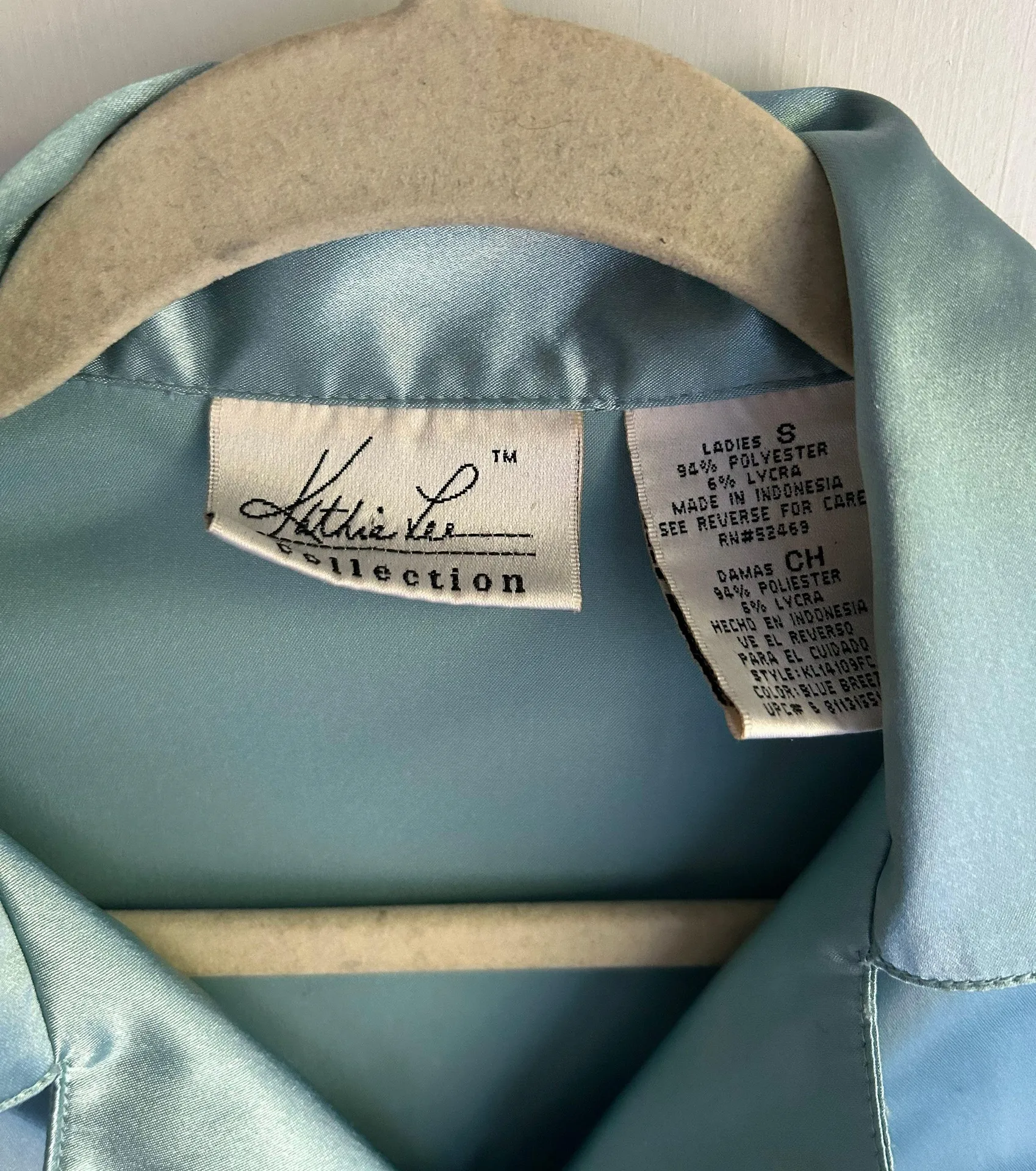 Satin Button Down Blouse Green - Image 6