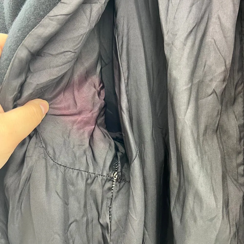 Jill Jr. MEDIUM American VINTAGE 70s Black Wool Blend Opera Over Trench Coat - Image 10