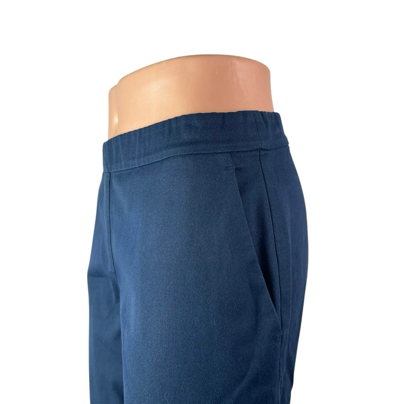 Theory Thaniel Bistretch Women's Blue Twill Slim-Fit Straight Trousers Pants 0 - Image 3