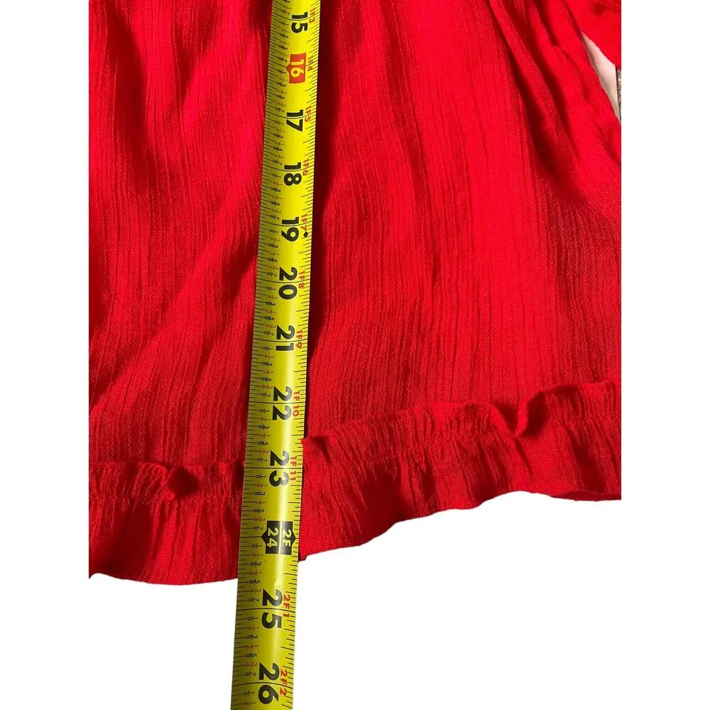 Zac & Rachel Red Ruffles Trim Split Crew Neck Women's Size XL | 23-3 - Image 5