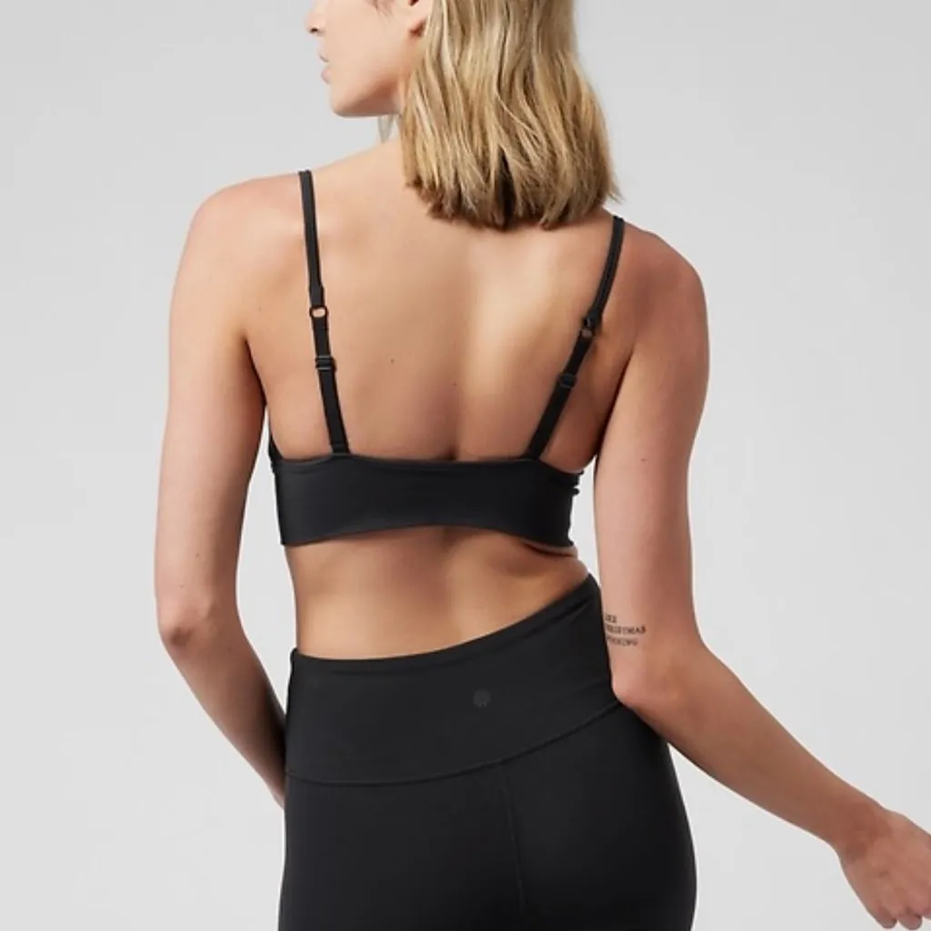 Athleta Conscious Crop Triangle Bralette Sports Bra- Black Ribbed - Size M (NWT) - Image 2