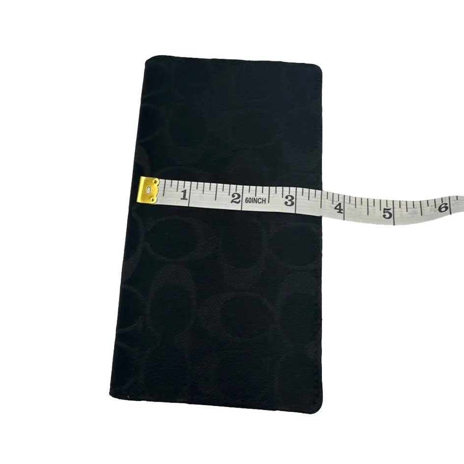 COACH Black Signature Canvas Checkbook Holder - Image 6