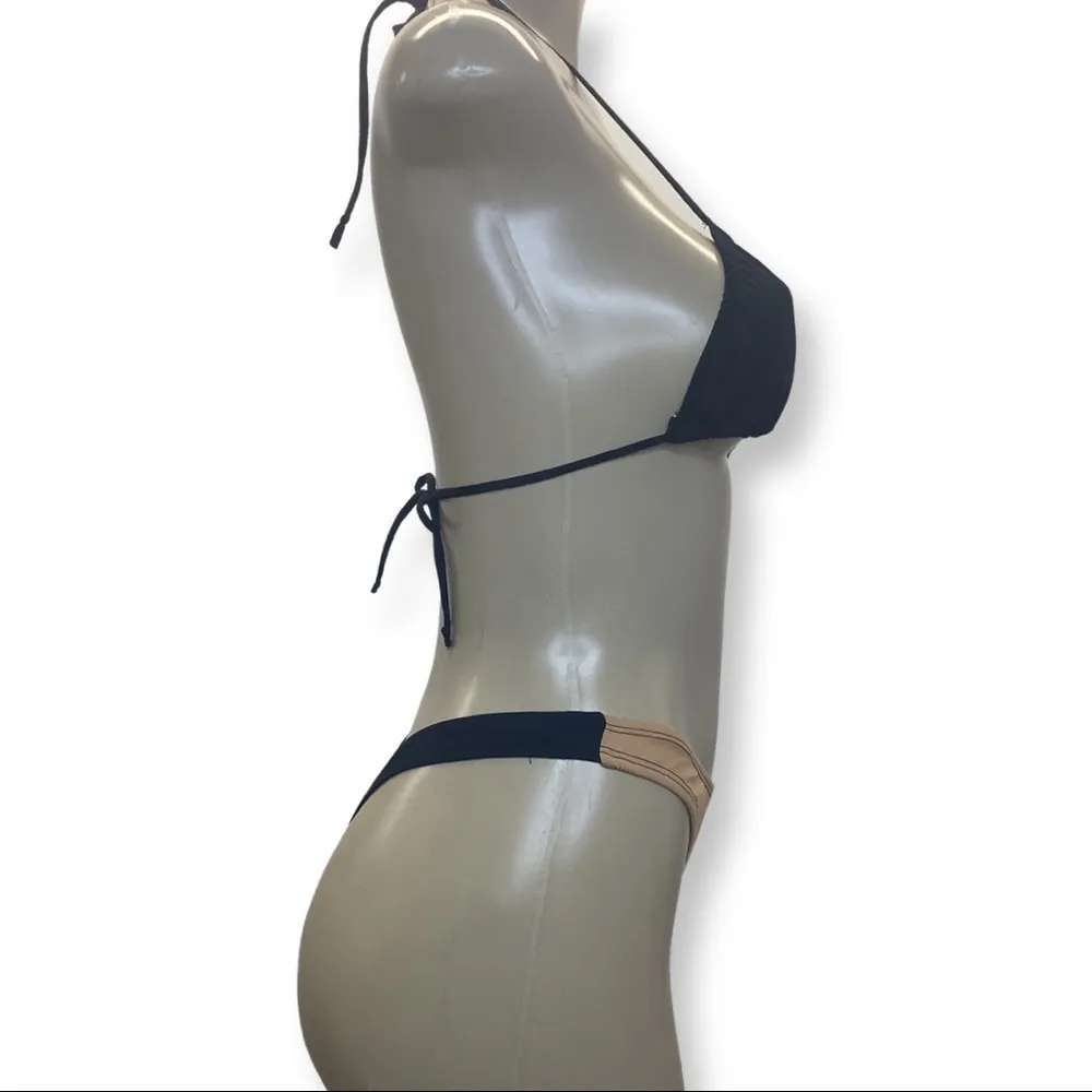 Indecent Proposal Size Small. Made by Zuliana Peekaboo Thong Bikini Set Black - Image 2