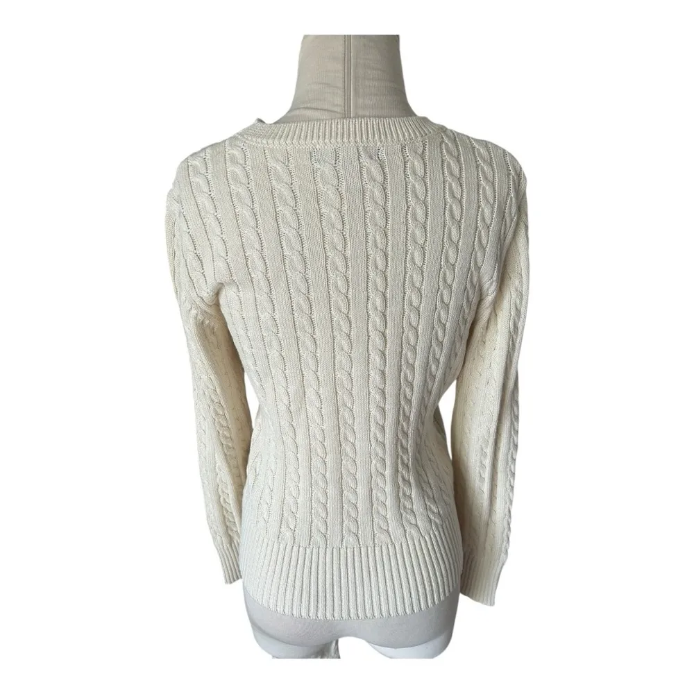 LILLUSORY Cable Knit Sweater Womens Soft Pullover Lightweight Trendy cream Small - Image 4