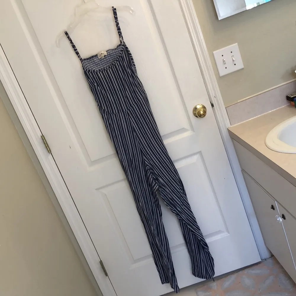 Derek Heart Blue Striped Jumpsuit - Image 2