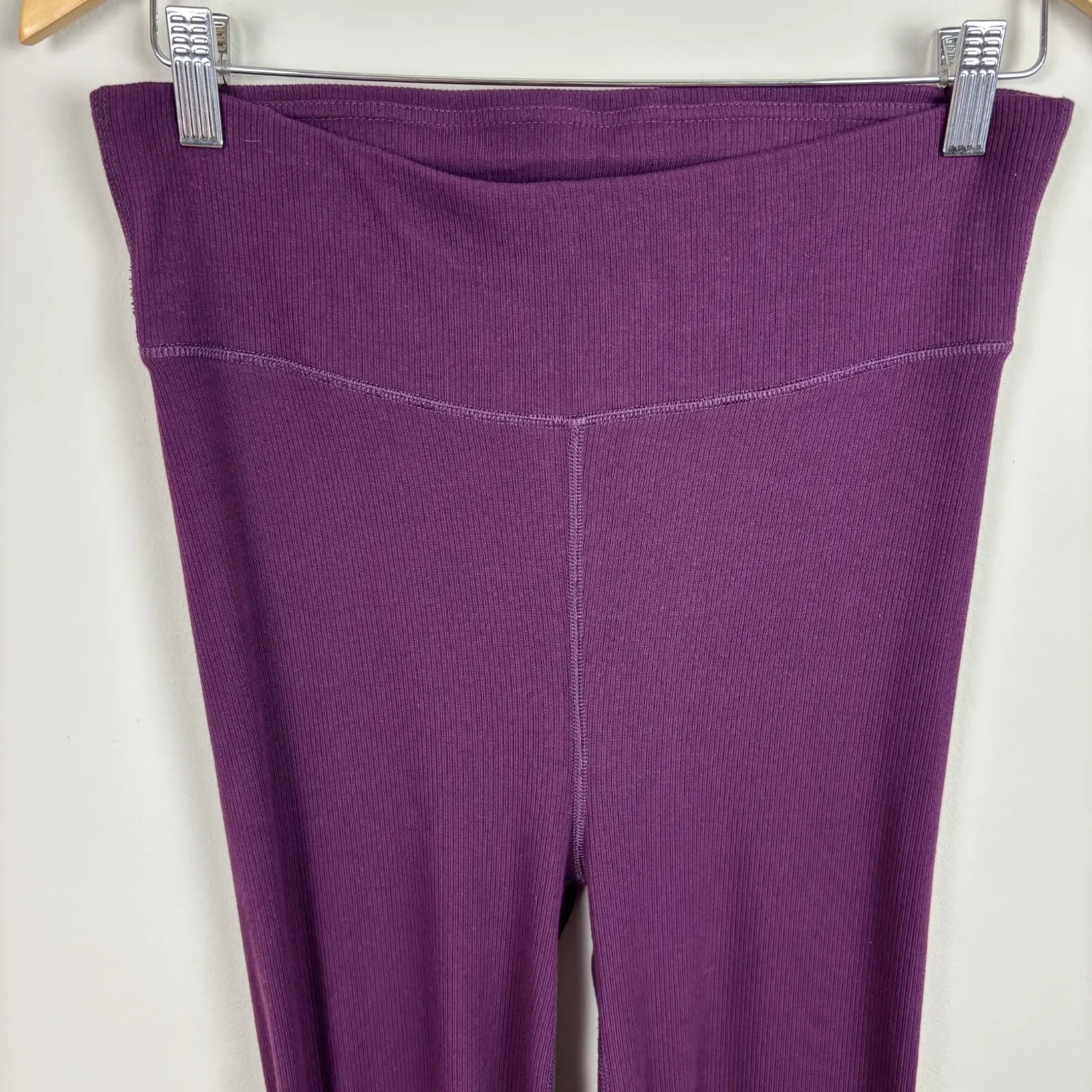 Pact Pants Women Large Purple Bootcut Pull On Ribbed Knit Cotton Yoga Athleisure - Image 2