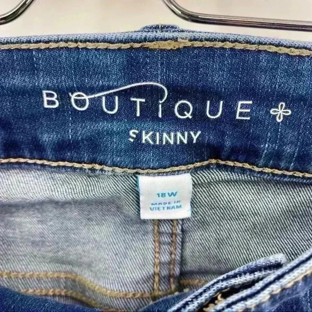 JCPenny BOUTIQUE Distressed Skinny Jeans Size‎ 18W Blue - Image 11