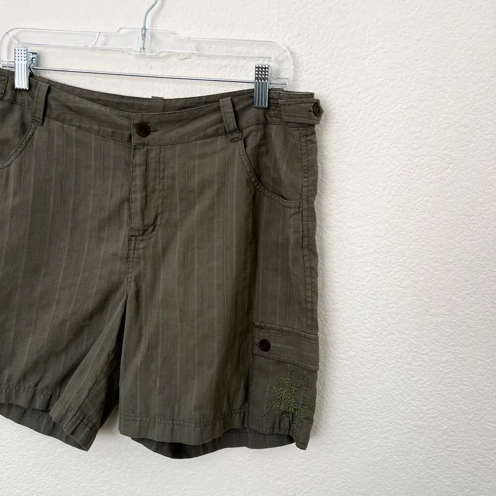 [Marmot] Olive Green Striped Mid Rise Cargo Shorts Outdoor Hiking Cotton Size 8 - Image 3