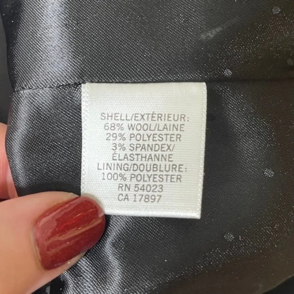 Banana Republic Tweed Wool Zip Up Jacket Leather Trim 2 XS - Image 10