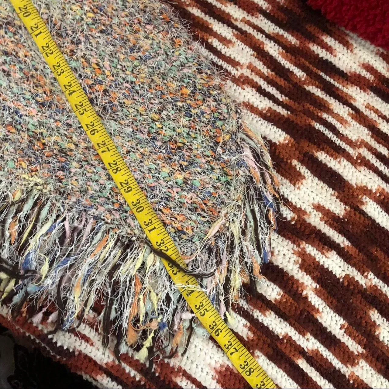 Shaggy Faux Fur Hobo Boho Western Indie Festival Hippie Fringe Open Cardigan Sweater Jacket Kimono Knit Top Handkerchief Asymmetrical Hem Sleeveless Size L - Image 5