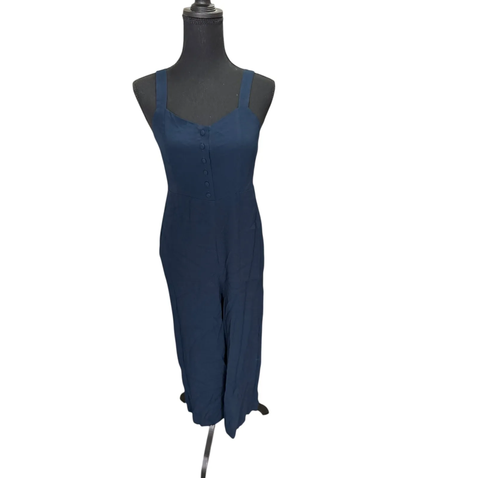 Madewell Navy Blue Button Front Wide Leg Jumpsuit Size 00 - Image 2