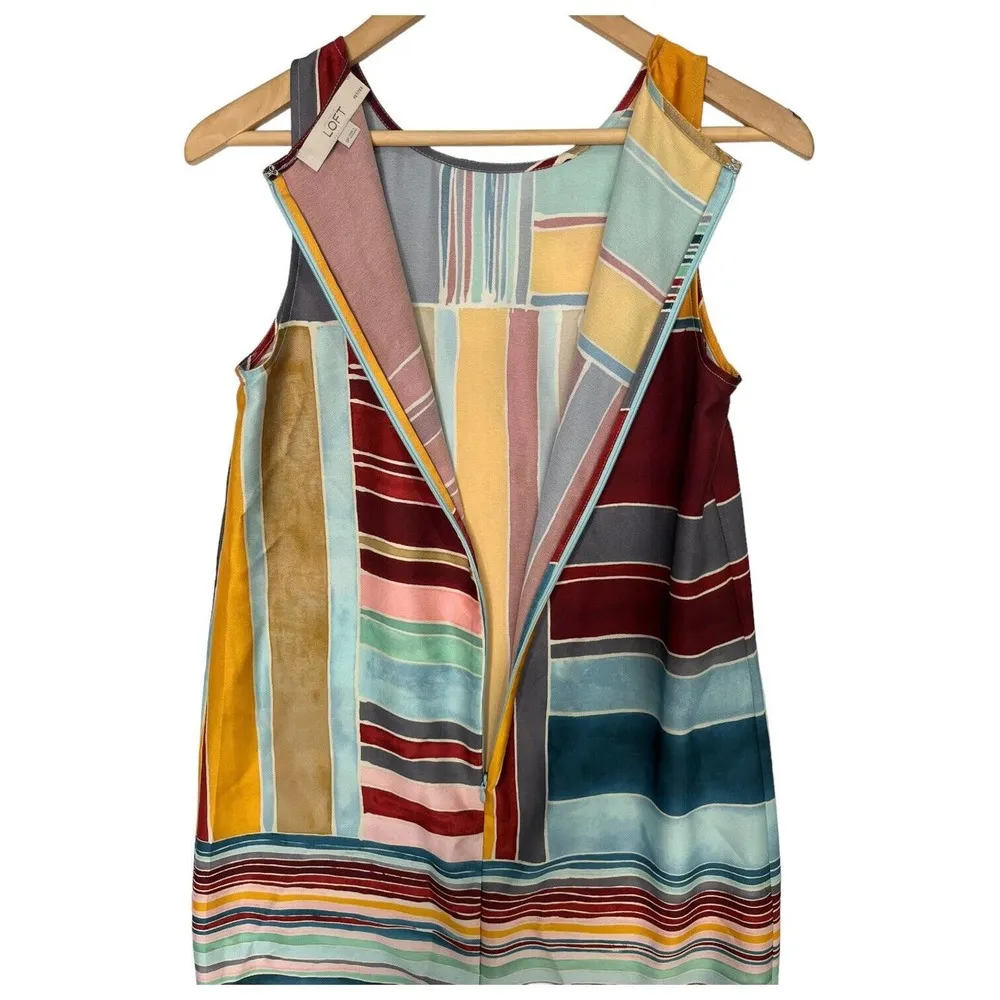 Ann Taylor Loft Womens S Petite Striped Career Tank Shift Dress Sleeveless Multi - Image 8