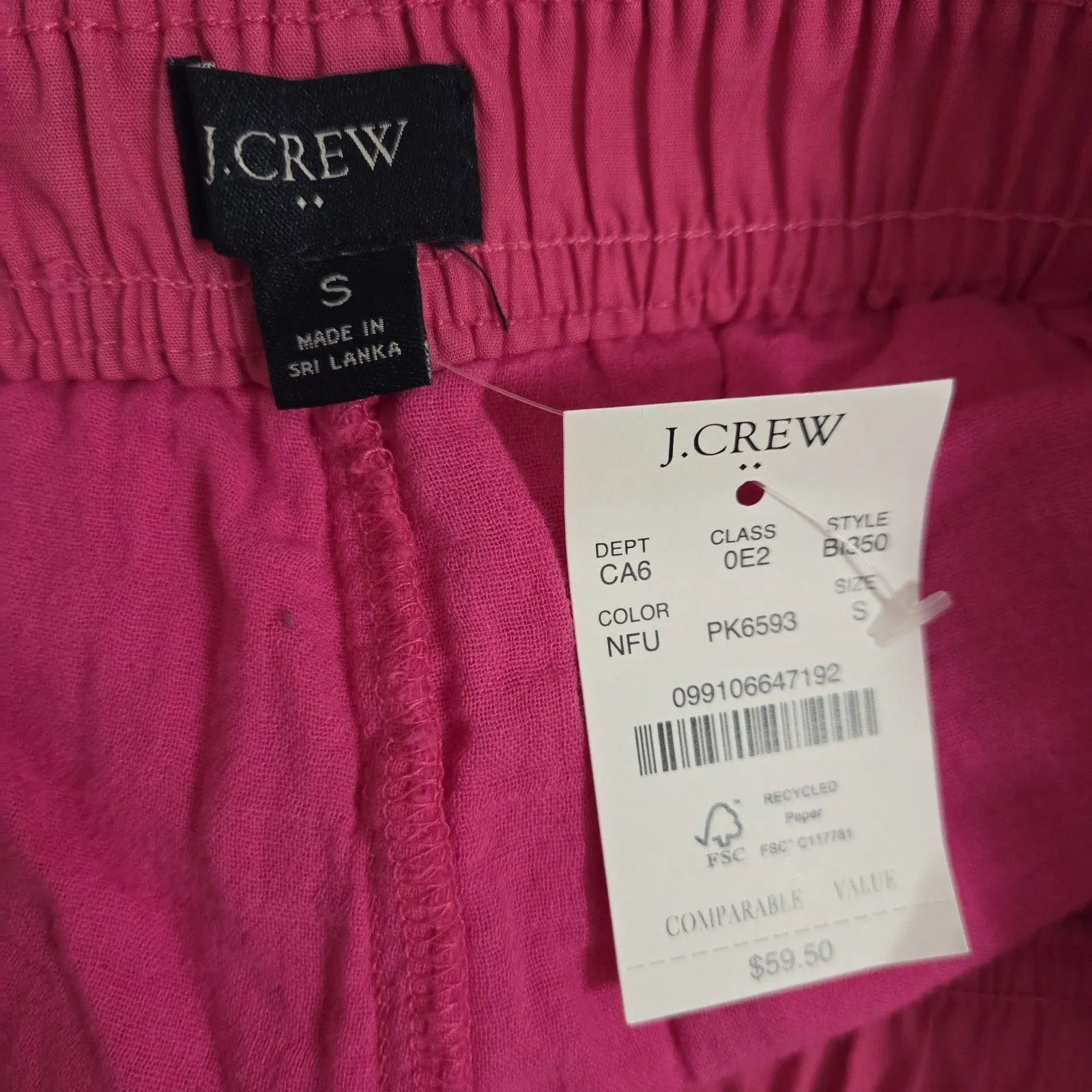 NWT JCrew Factory Hot Pink 100% Cotton Gauze Shorts Size Small - Image 4