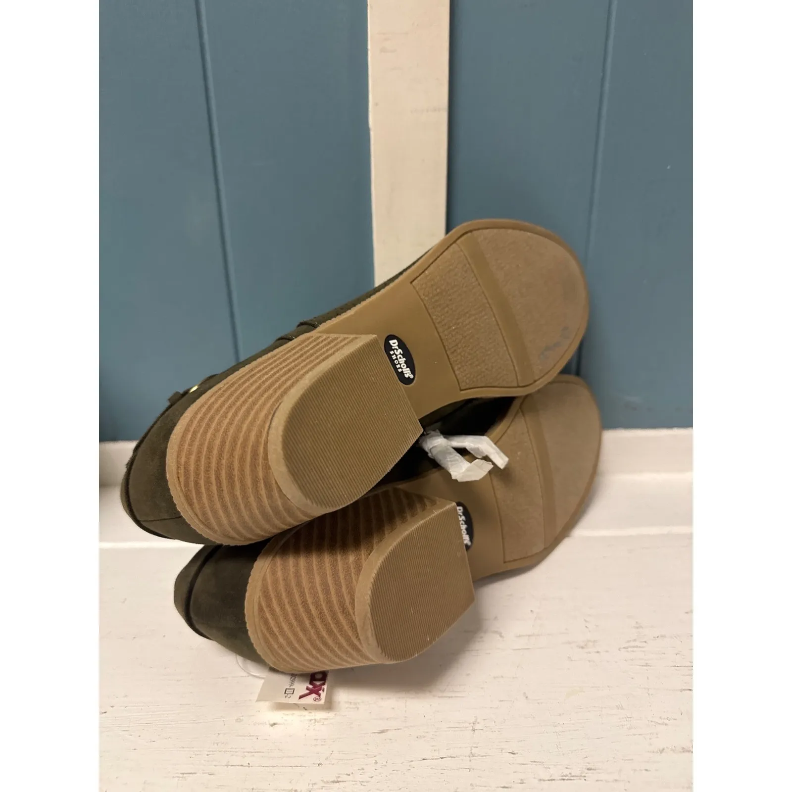 Dr. Scholl's Olive Green Perforated Faux Suede Buckle Ankle Booties‎ Women's Size 9 - Image 7