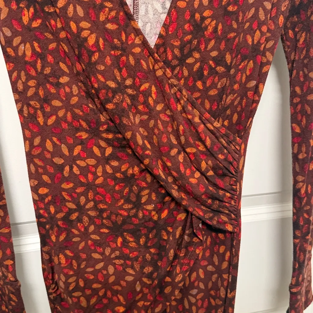 Free People Shayla Faux Wrap Midi Dress in brown orange size small - Image 9