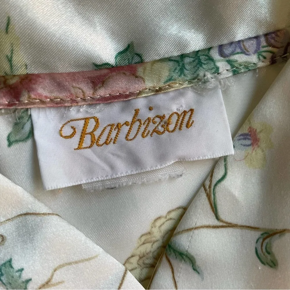 Barbizon Nightgown Floral Ivory Pink Size Large Vintage Kimono Mock Neck Rare - Image 5