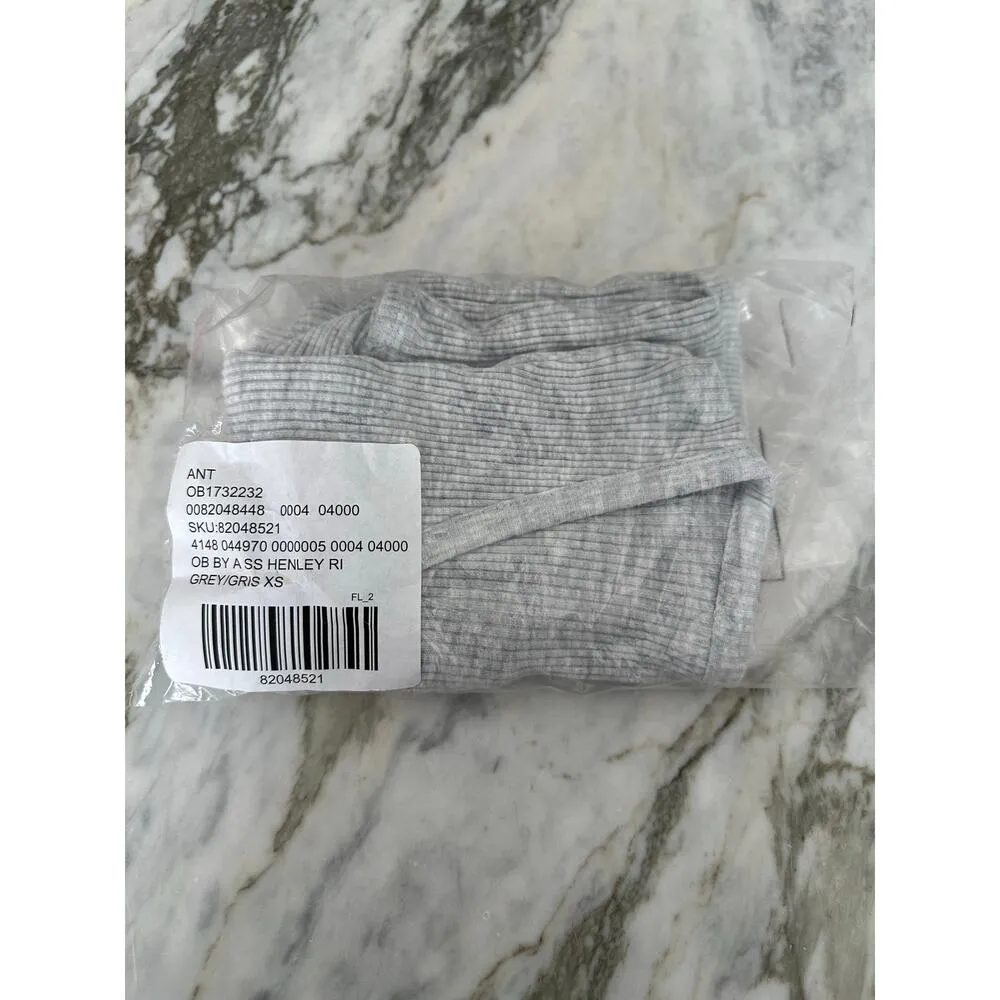 ANTHROPOLOGIE Ribbed Henley Tee V-Neck Bodysuit in Light Grey Heather Size XS - Image 11