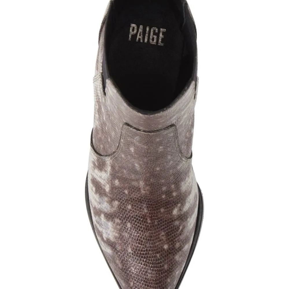 PAIGE Willa Lizzard Print Leather Chelsea Bootie Western Punk Size 6 NEW - Image 3