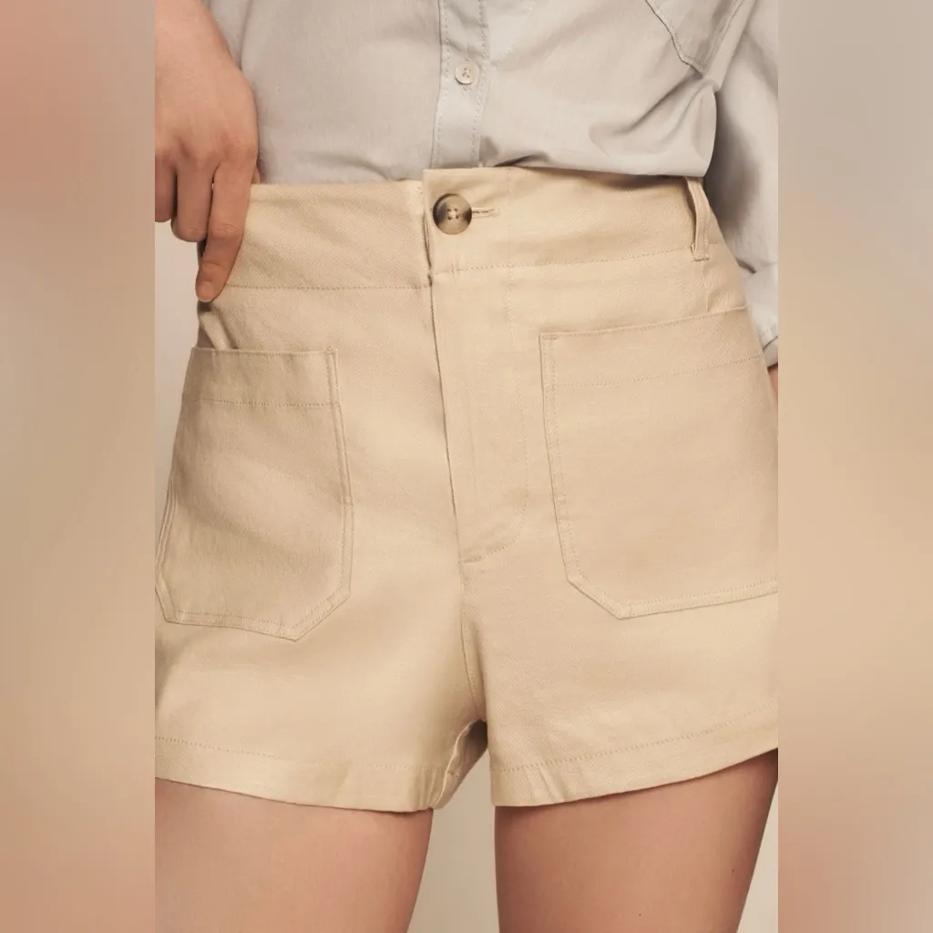 Anthropologie NWT | Maeve The Collette Linen Blend Shorts in Antique Pearl | 32 - Image 2